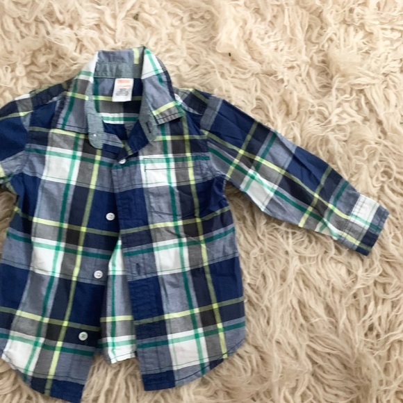 Gymboree | Long Sleeve Button Up Shirt 18-24 Month aPlaid Blue Green - Picture 6 of 9